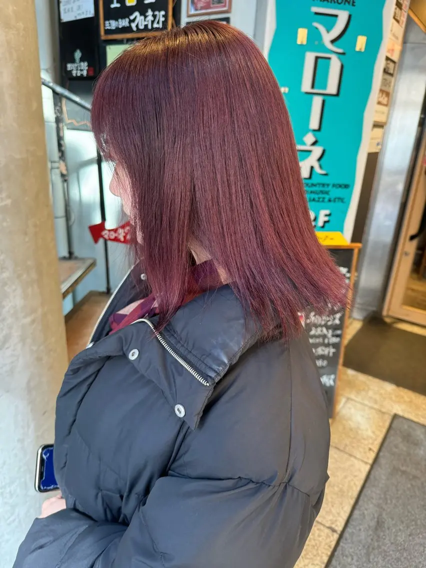 ミディアム ピンクブラウン 当日予約OKカット モデル濱川響太のヘアスタイル