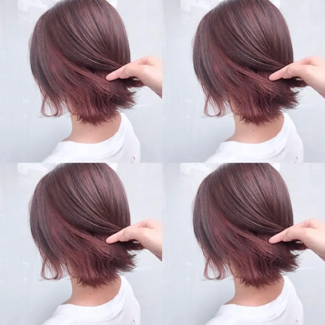 ミディアム カラー ブリーチ ピンクカラー ウルフカット ハッシュカット/七海のヘアスタイル