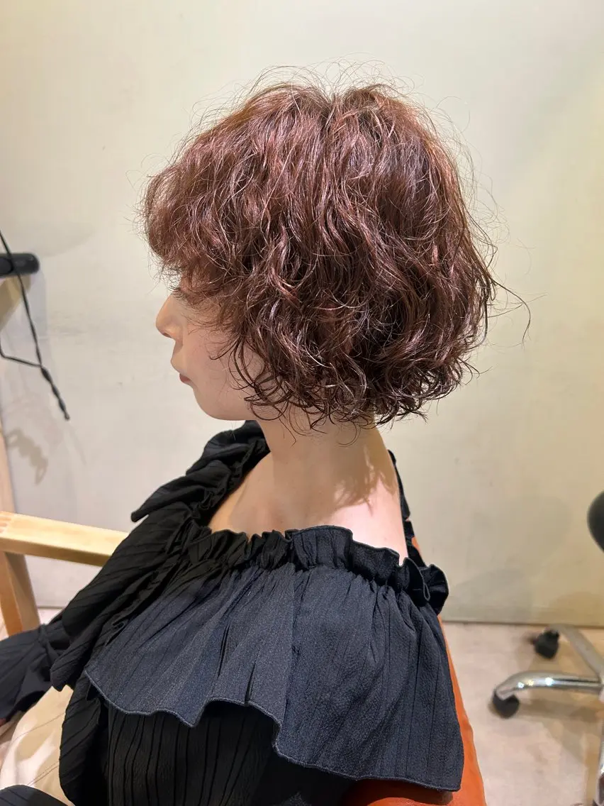 ショート パーマ ボブ 髪質改善 ショートヘア プードルパーマ カット パーマ 久木原 ゆりのヘアスタイル