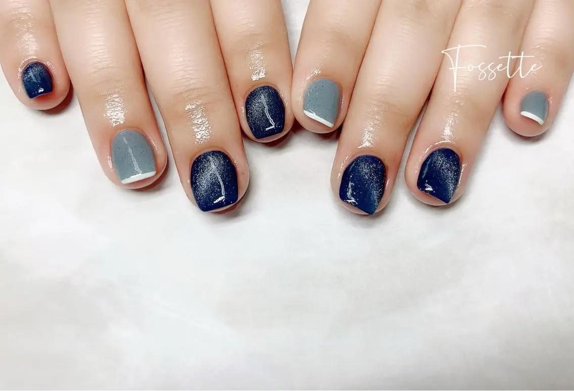 ネイル ブルー マグネットネイル ワンカラーネイル ハンドネイル nailsalon Fossetteのネイルデザイン
