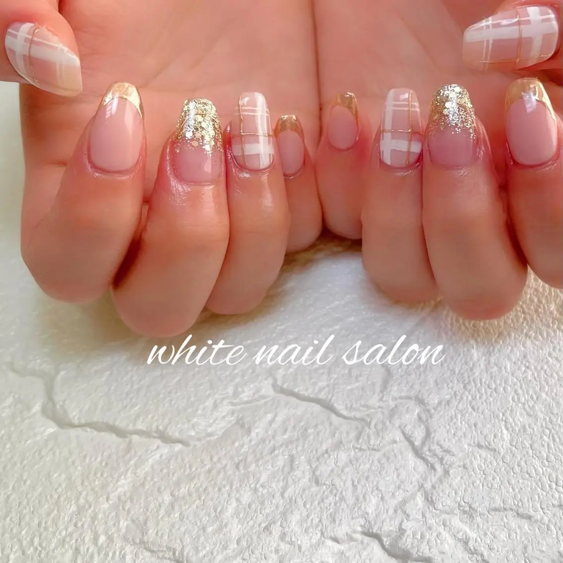 ネイル フットネイル ジェルネイル ハードジェル ラメ(グリッター) 持ち込み ハンドネイル white nail salonのネイルデザイン