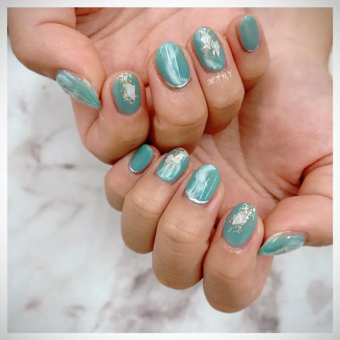 ネイル ニュアンスネイル 夏ネイル ハンドネイル Mary nail .narumiのネイルデザイン