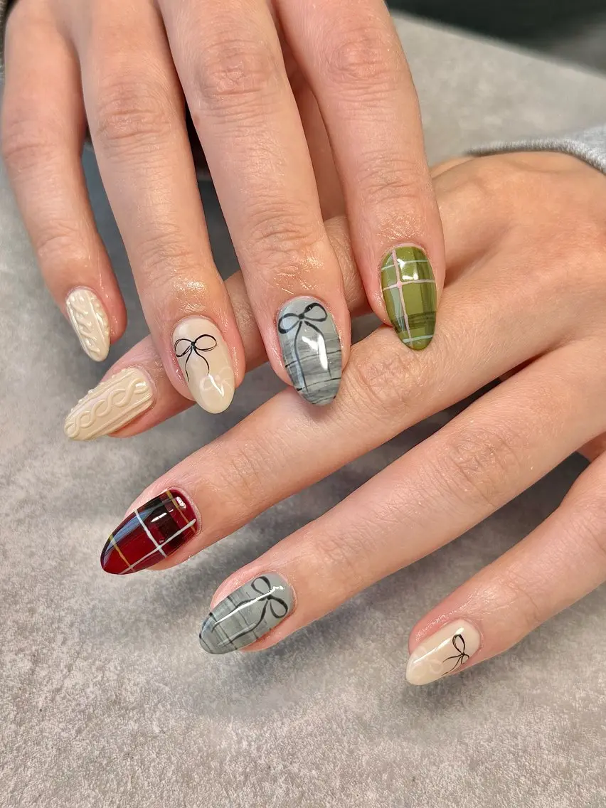 ネイル リボン 冬ネイル ハンドネイル nailroom amyのネイルデザイン