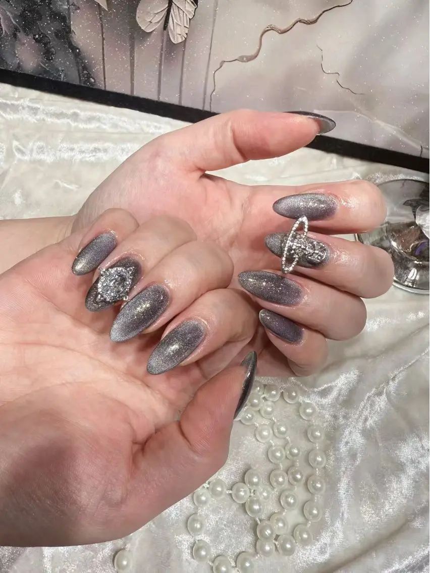 ネイル アートネイル フットネイル ジェルネイル ハート マグネットネイル babarla Nailのネイルデザイン