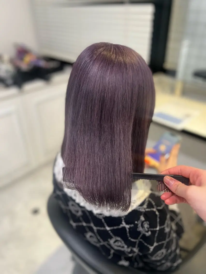 ミディアム カラー パーマ ラベンダーカラー カット ヘアカラー トリートメント ヘッドスパ ヘアセット 💕上野美容師☁ ブリーチ💖サワのヘアスタイル