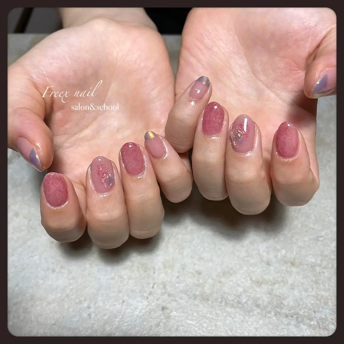 ネイル ピンク ハンドネイル ハンドケア freex nail /ニュアンス/個性派のネイルデザイン