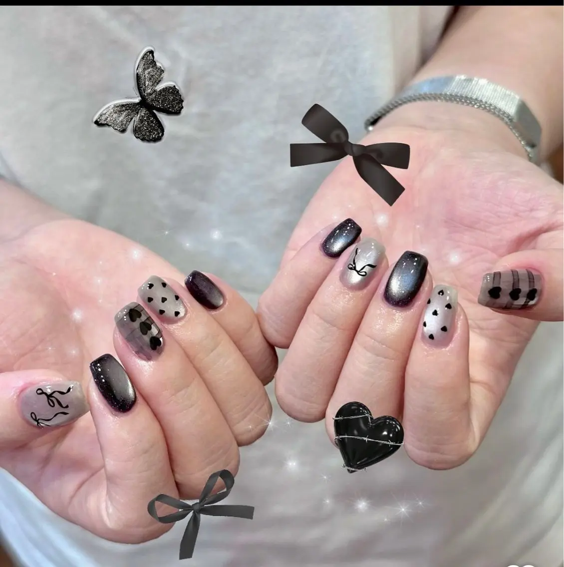 ネイル グラデーション ラメ(グリッター) マグネットネイル ミラーネイル ニュアンスネイル ハンドネイル Lumi de nailsのネイルデザイン