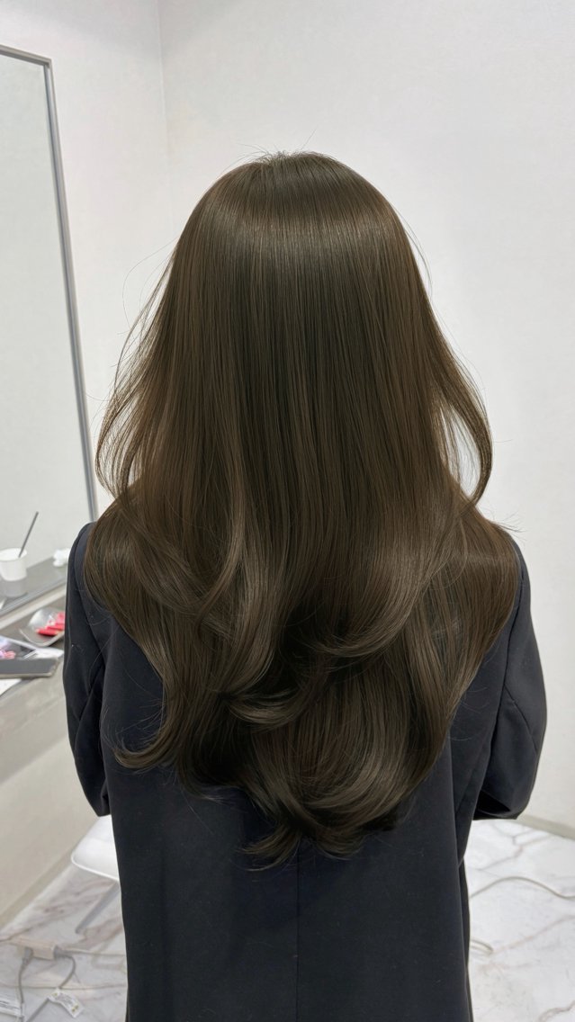 ロング カラー パーマ ベージュカラー ブリーチ 透明感カラー ダブルカラー グレージュ カット ヘアカラー TOMO/ブリーチ 無しオリーブのヘアスタイル