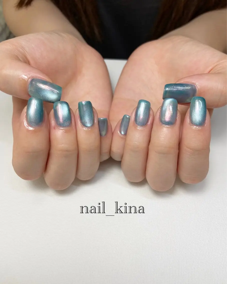 ネイル オーロラネイル マグネットネイル マグネットワンカラー ワンカラーネイル nail_ kinaのネイルデザイン