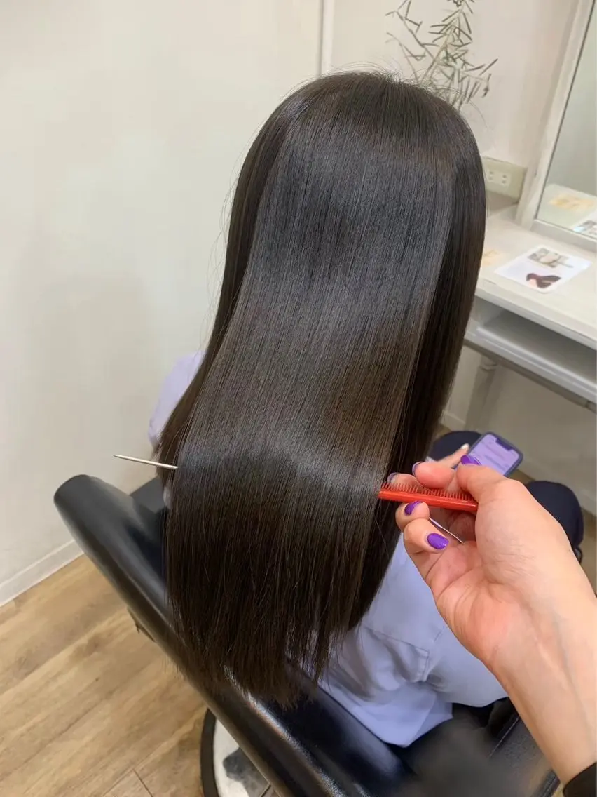 ロング 縮毛矯正 トリートメント まほ/ カラーモデル募集中のヘアスタイル