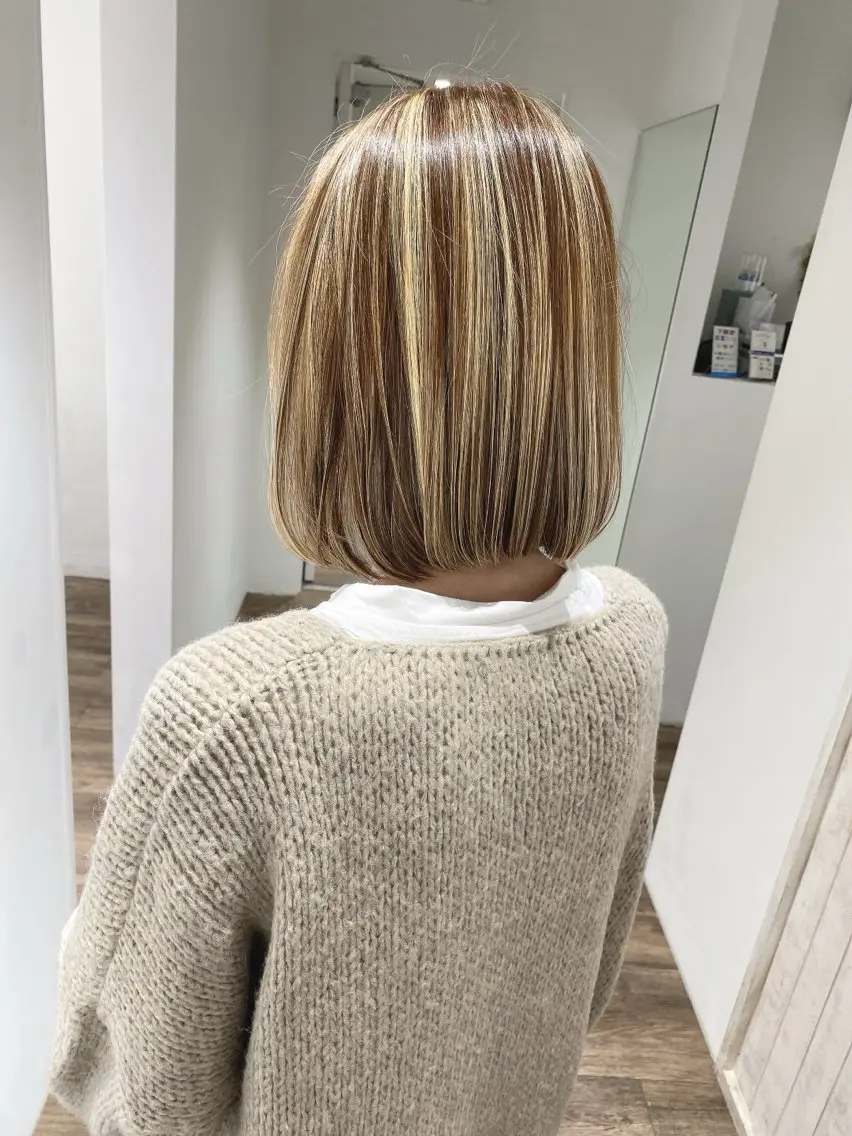 ミディアム カラー ヘアカラー トリートメント ハイライト⭐️上野 高広のヘアスタイル