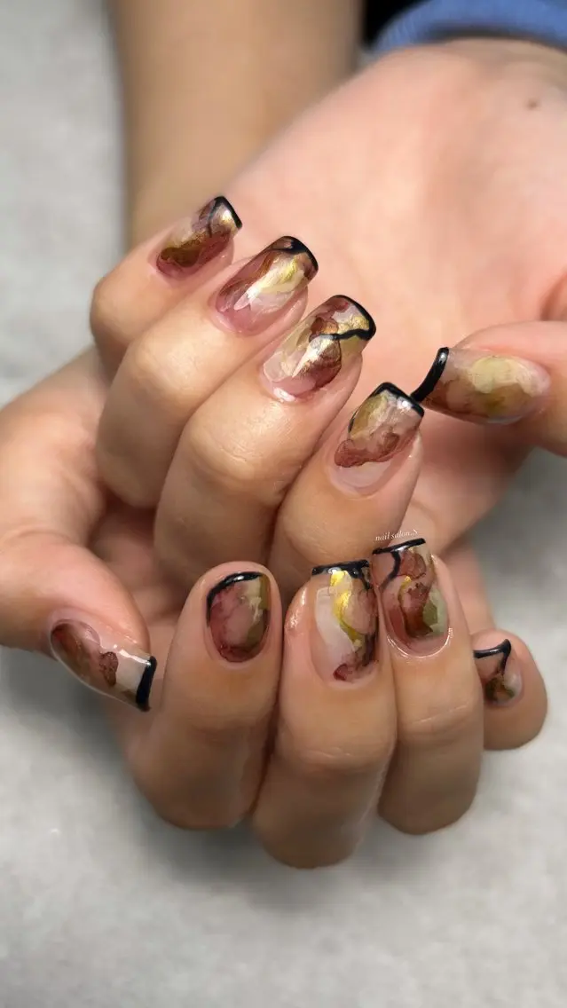 ネイル アートネイル 長さ出し ニュアンスネイル 冬ネイル 関山 志乃のネイルデザイン