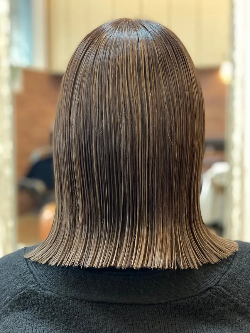 ミディアム カラー カット ヘアカラー トリートメント 岡田 里奈のヘアスタイル