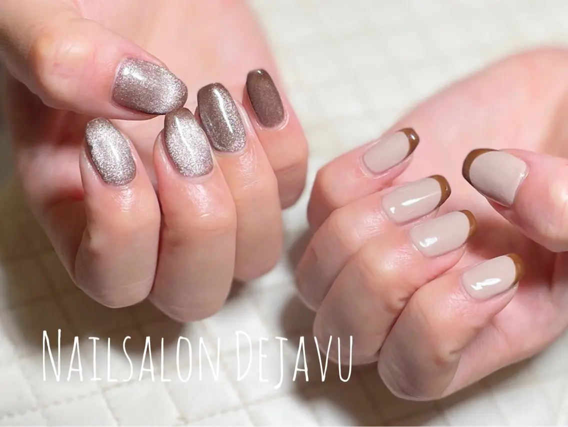 ネイル フレンチネイル マグネットネイル Nail salon Dejavu 🌿のネイルデザイン