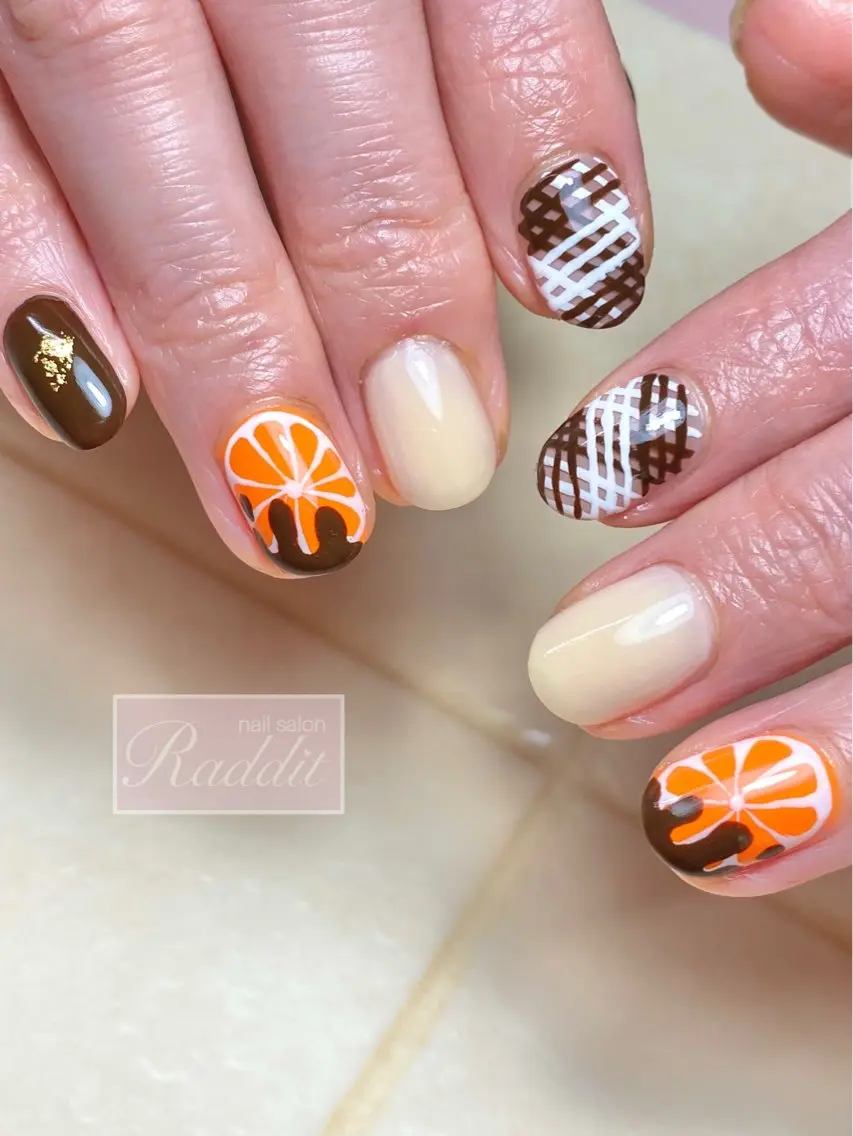 ネイル オレンジ バレンタイン nailsalon Radditのネイルデザイン