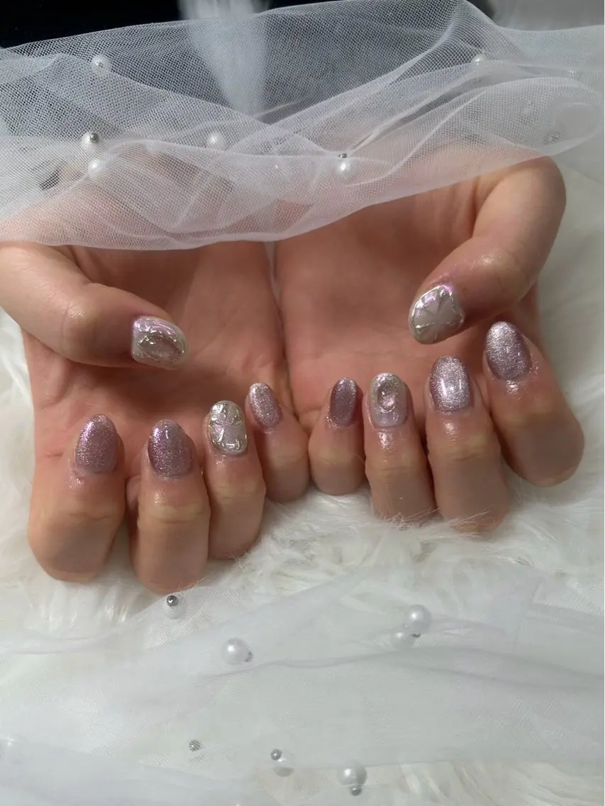 ネイル 長さ出し フットネイル ジェルネイル 韓国ネイル マグネットネイル #Amin nail salonのネイルデザイン