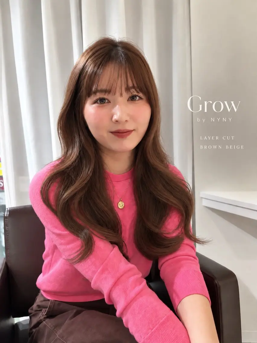 セミロング カラー カット ヘアカラー Grow by NYNY 坂本 理輝のヘアスタイル
