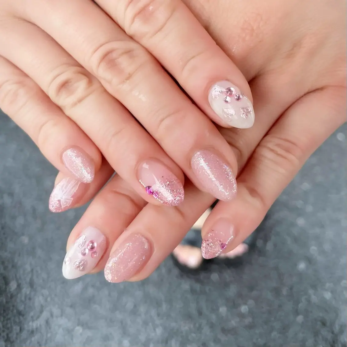 ネイル フラッシュネイル ピンク ハンドネイル Chicchi 加茂宮駅徒歩3分のネイルデザイン