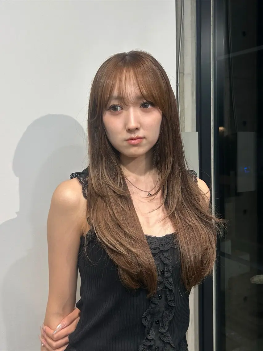 ロング カラー ブリーチ ヘーゼル ブリーチなしカラー カット ヘアカラー ･*:.e.dit arisa.*･のヘアスタイル
