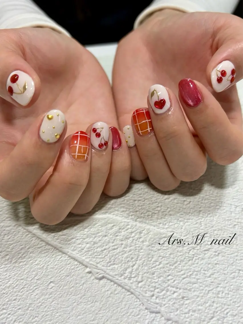 ネイル ドット マグネットネイル ショートネイル ハンドネイル Ars.M nailのネイルデザイン