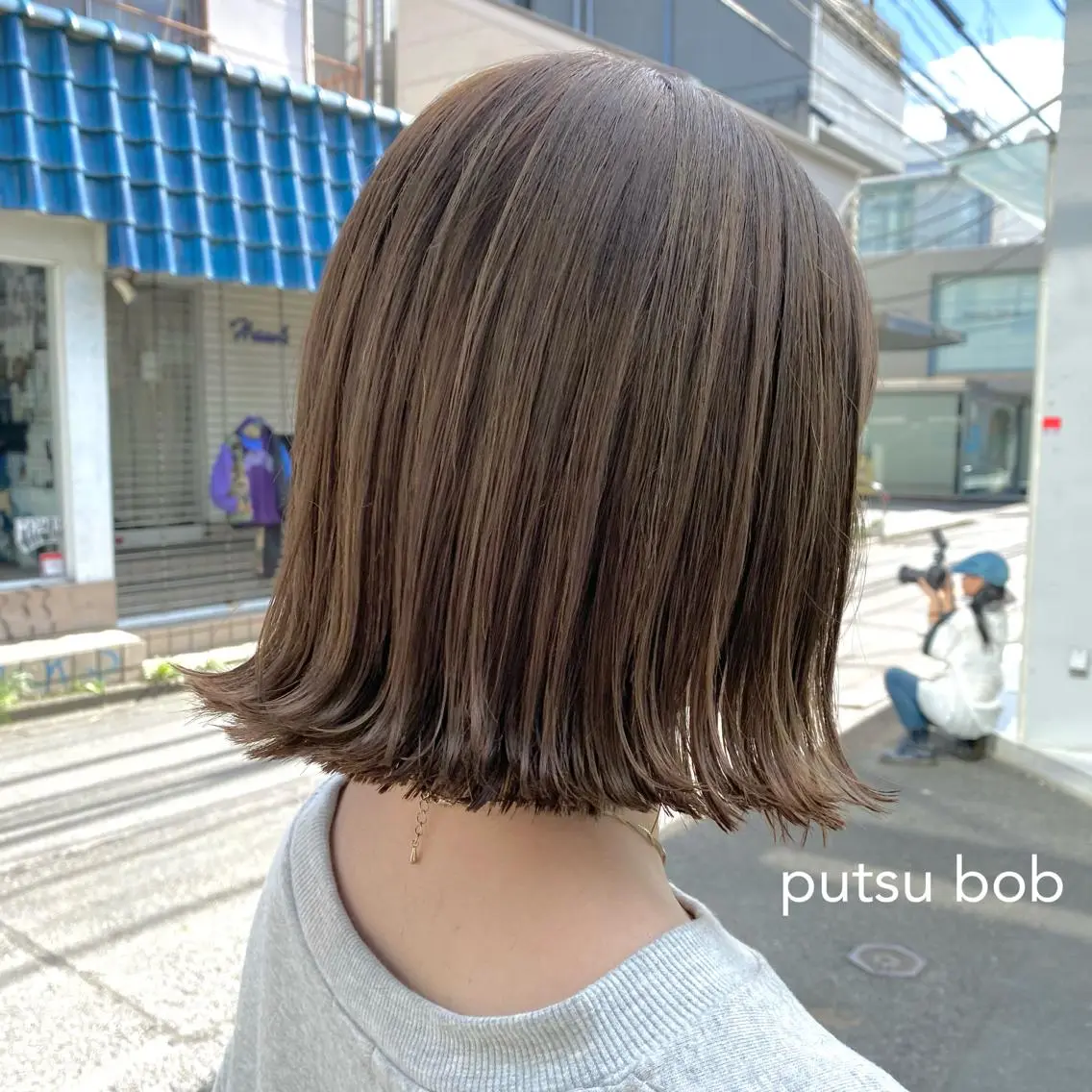 ミディアム 縮毛矯正ボブ&顔まわ レイヤー♡TOMOEのヘアスタイル