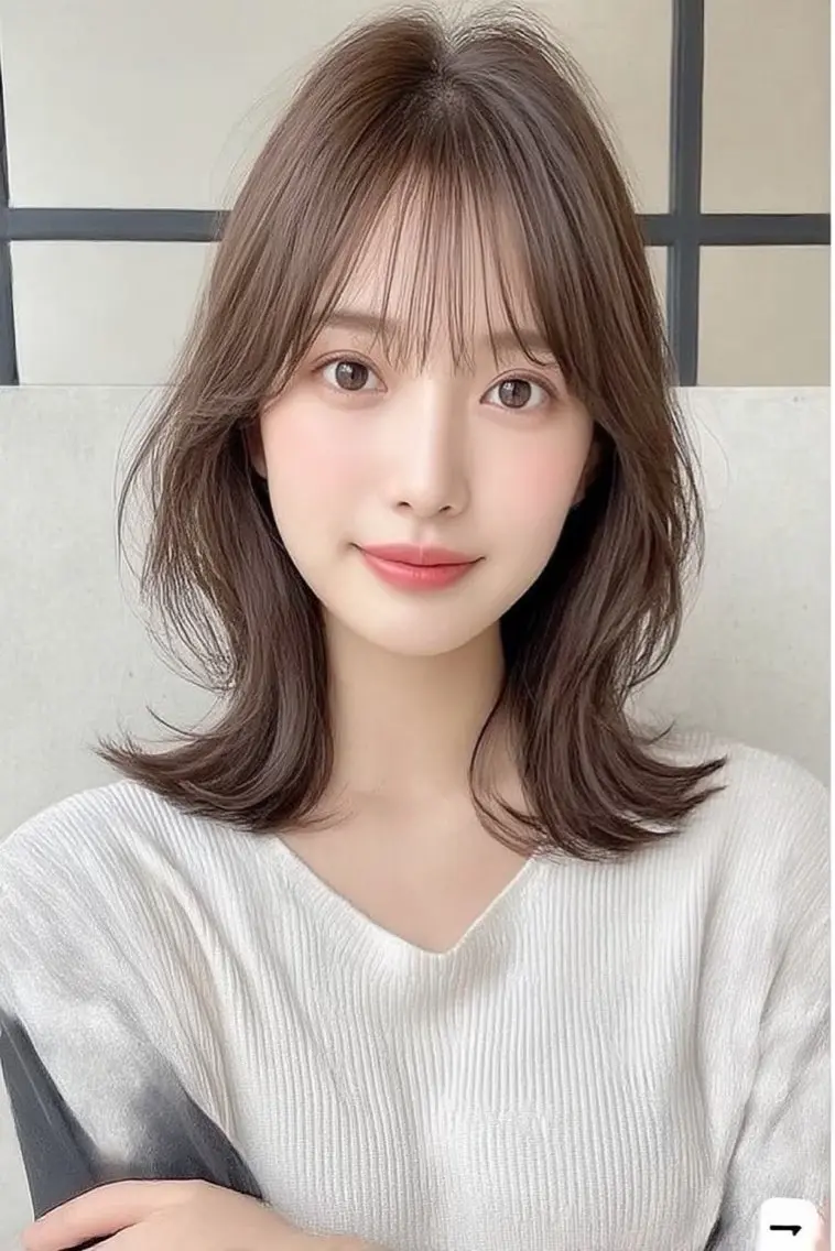 ミディアム 縮毛矯正 トリートメント 絶対可愛い🍎透明感 カラーあります✨蕾祁のヘアスタイル