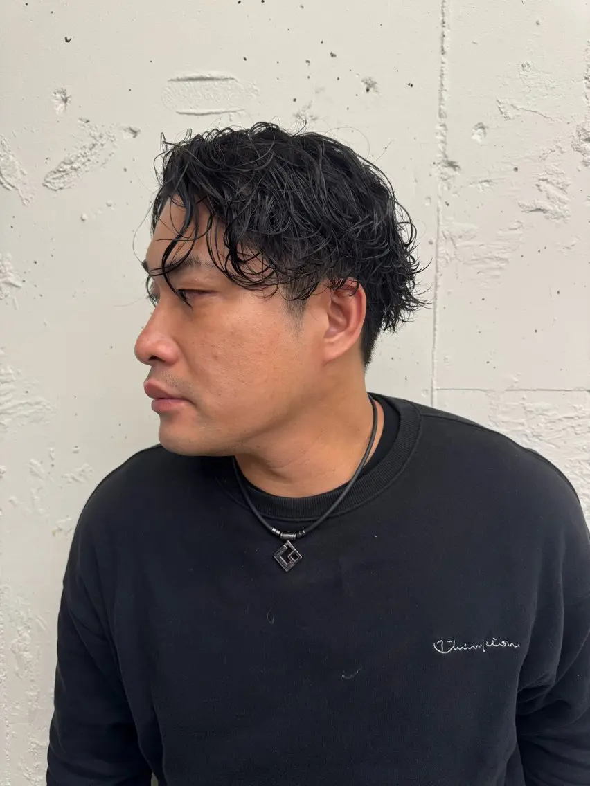 ショート パーマ メンズ センターパート メンズパーマ シャドーパーマ メンズショート ショートヘア カット パーマ トリートメント 💈メンズ特化💈 TASUKUのヘアスタイル