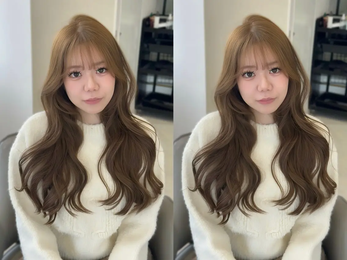 ロング カラー ベージュカラー ブリーチ ヘーゼル ブリーチなしカラー ao - 赤み消し ベージュ/大阪梅田のヘアスタイル