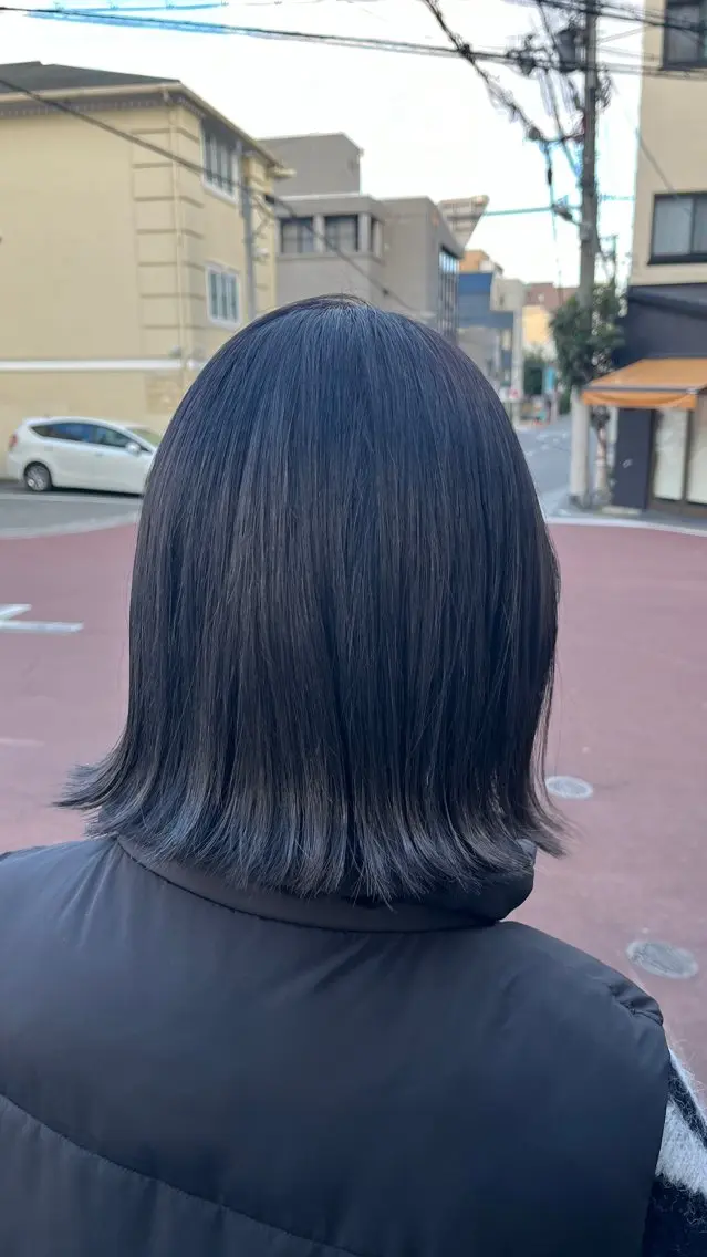 ショート カラー 黒髪 ブルーカラー ブルーブラック 天王寺美容室/カット モデル募集/miiaのヘアスタイル
