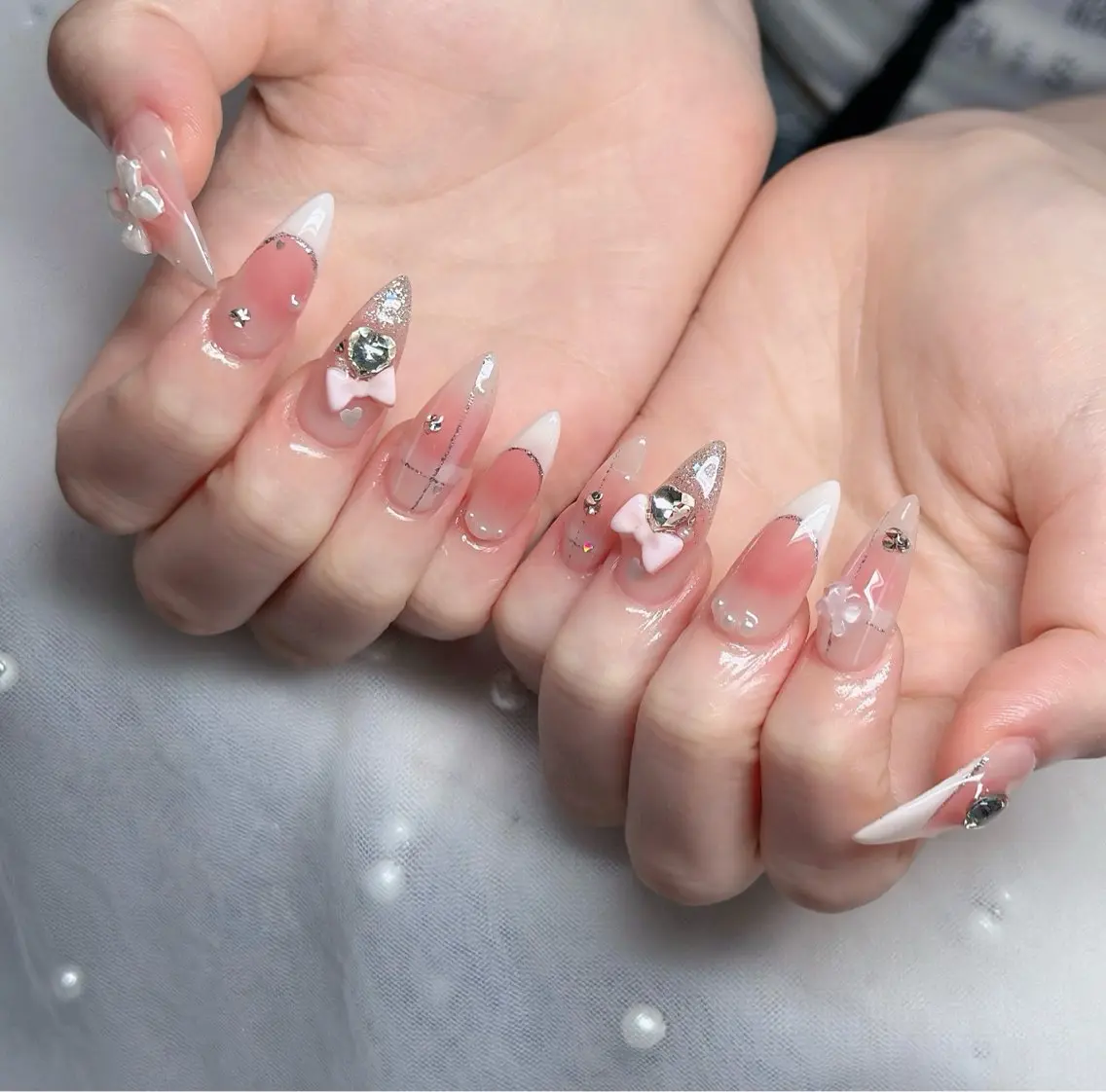 ネイル ハート キラキラネイル リボン ハンドネイル キノコ H.babynailのネイルデザイン