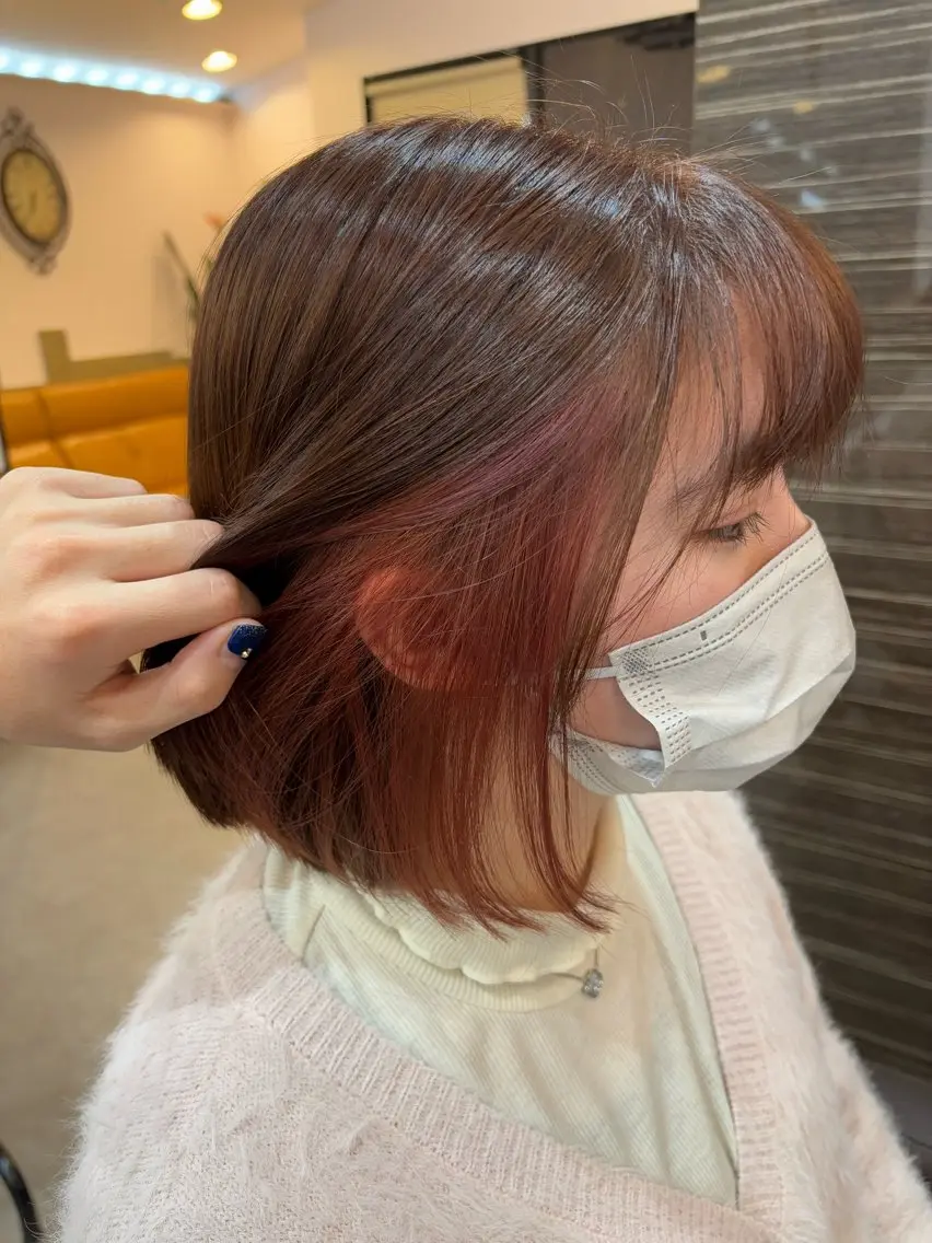 カラー 切りっぱなしボブ イヤリングカラー ボブ TELAHAIR/ Ryutoのヘアスタイル
