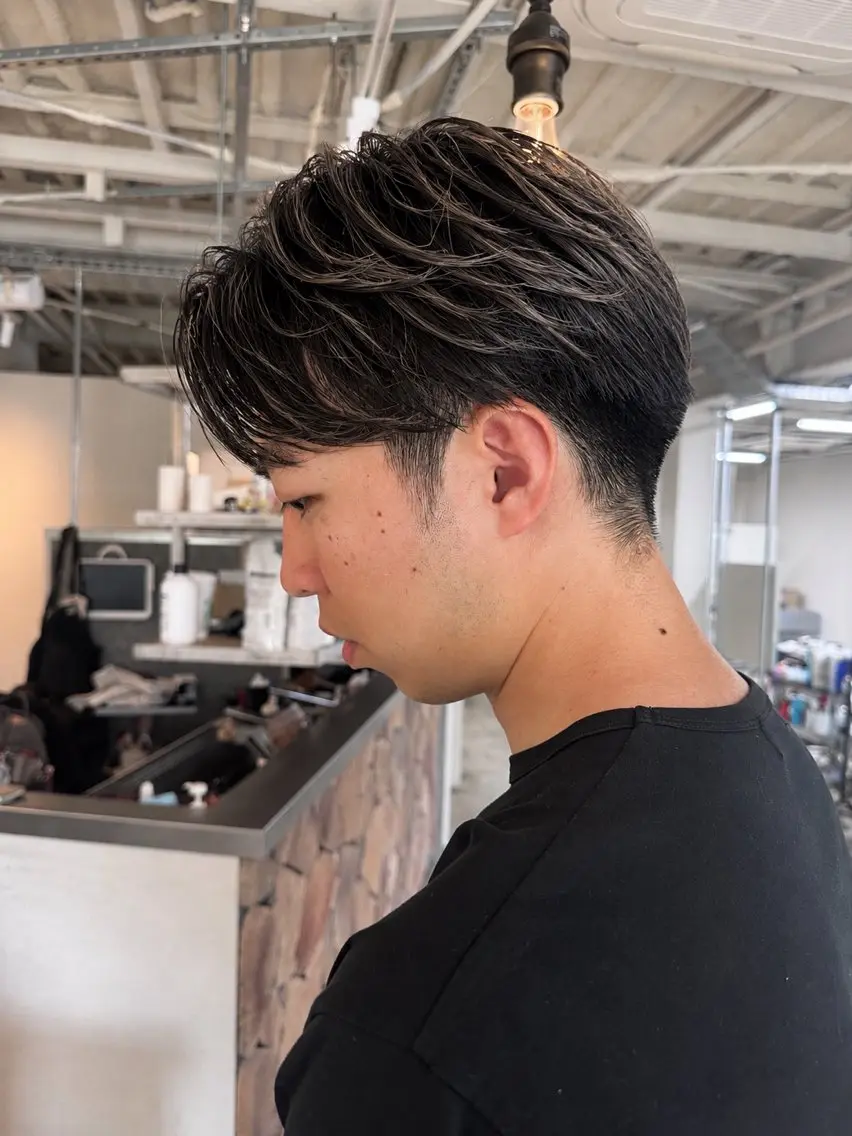 メンズ フェザーパーマ マッシュ メンズパーマ メンズショート スパイキーショート カット Tsuyoki .のヘアスタイル