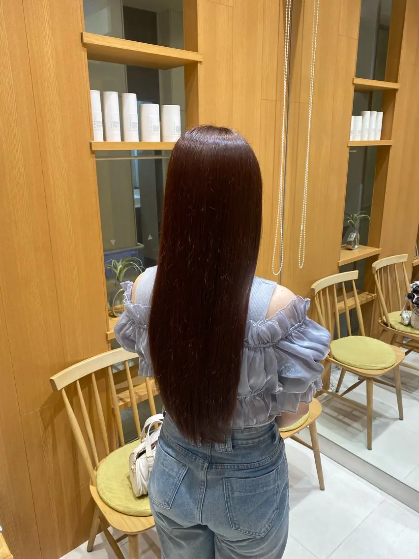 ロング カラー 縮毛矯正 ヘアカラー トリートメント 💎ツヤ髪ストレート カラー💎かのんのヘアスタイル