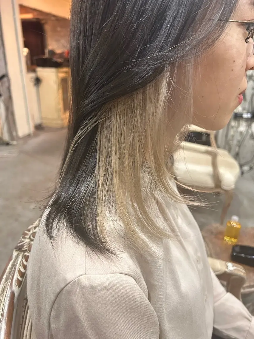 ミディアム カラー ブリーチ お任せヘア☘️☘️ 及川渚のヘアスタイル