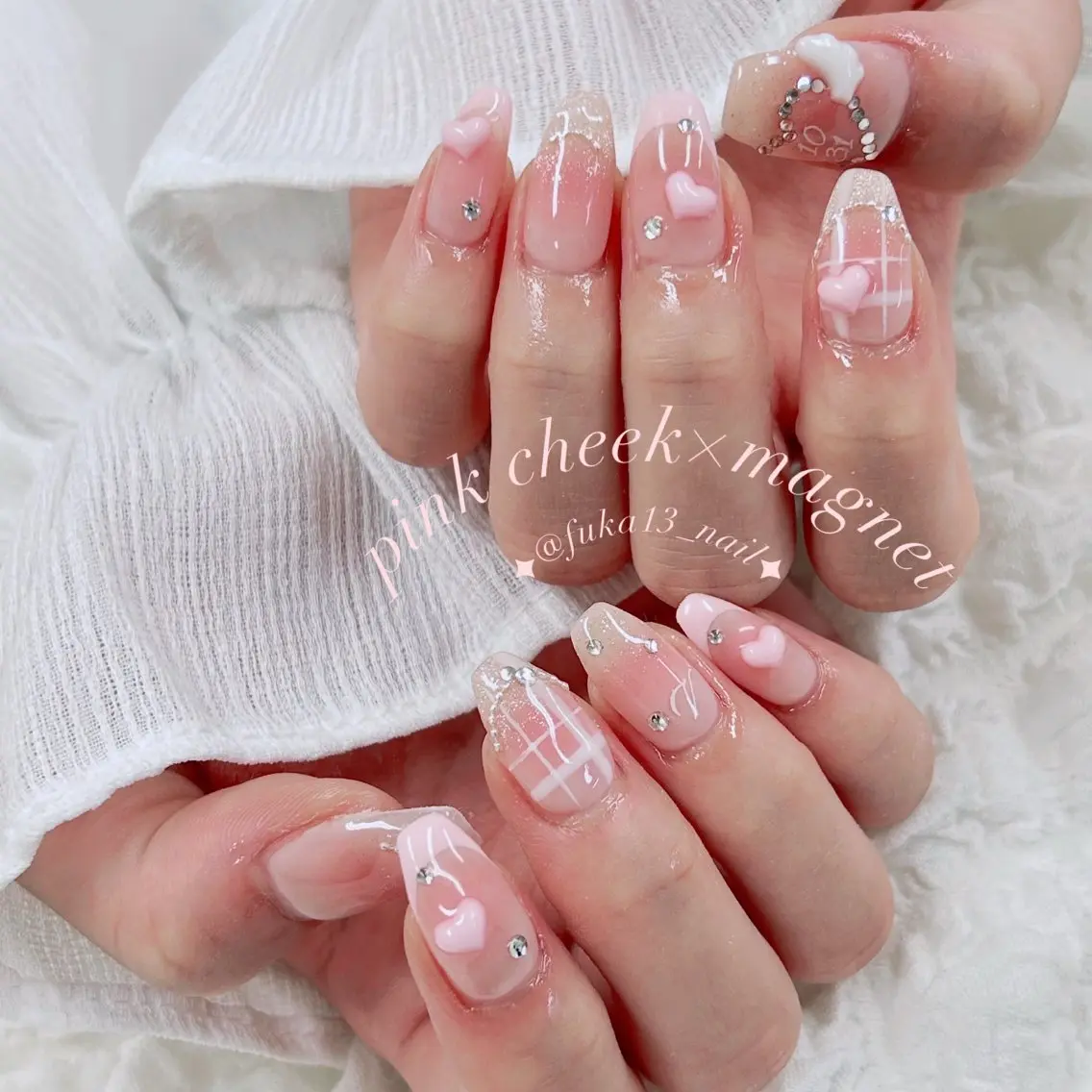 ネイル チークネイル ガーリー 韓国ネイル ワンホンネイル ハンドネイル Nail♡Fuka. /7月予約受付中のネイルデザイン