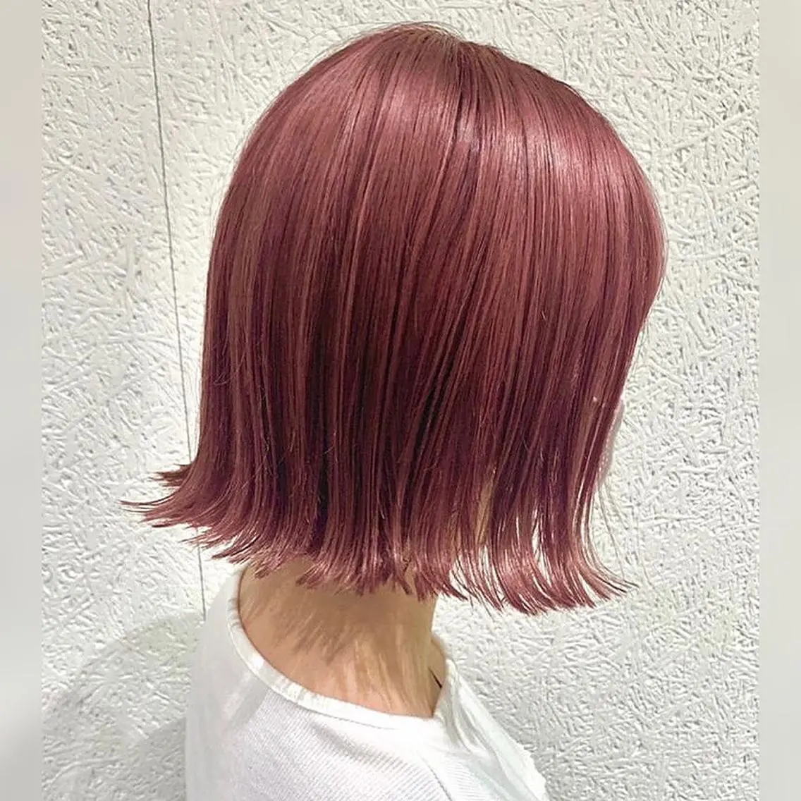 ミディアム カラー ヘアアレンジ ピンクカラー ボブ 髪質改善/ ツヤ髪カラー/高井のヘアスタイル