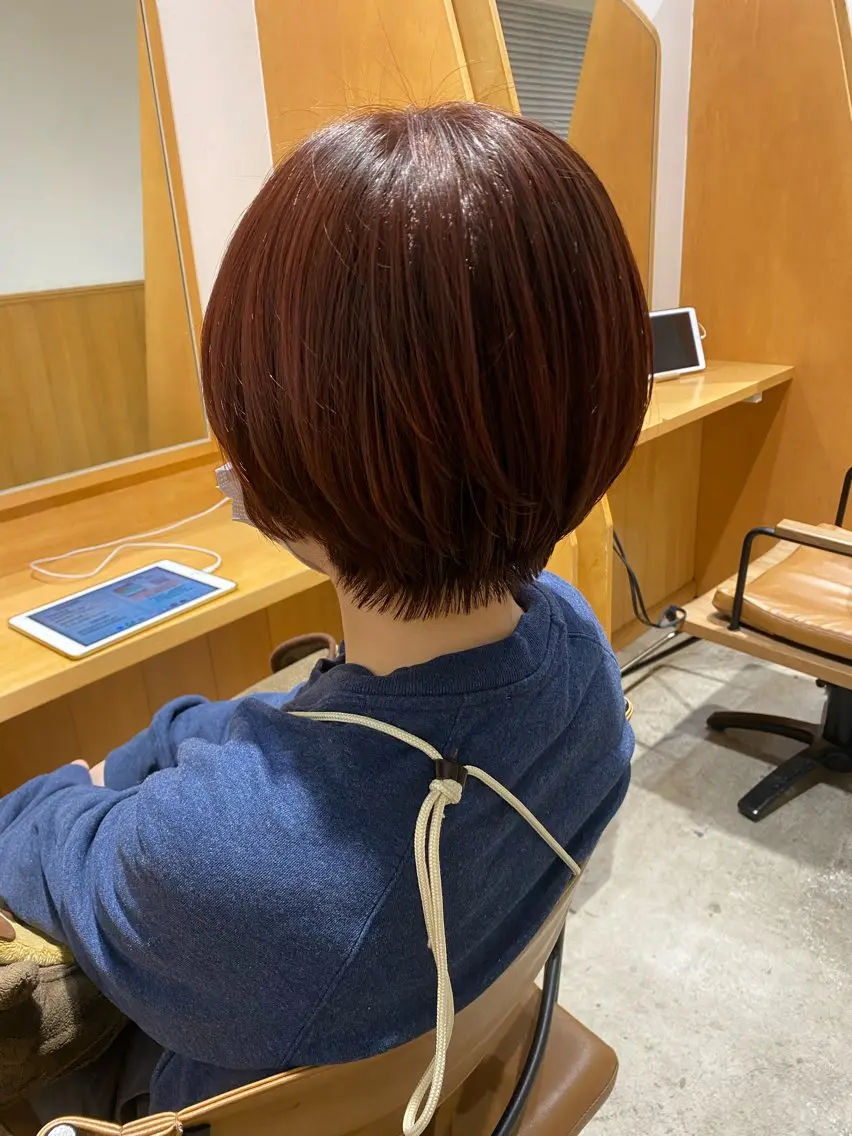 ショート ショートボブ レッドブラウン ボブ ショートヘア カット ヘアカラー トリートメント GINZARay2 風本朱里🐥のヘアスタイル