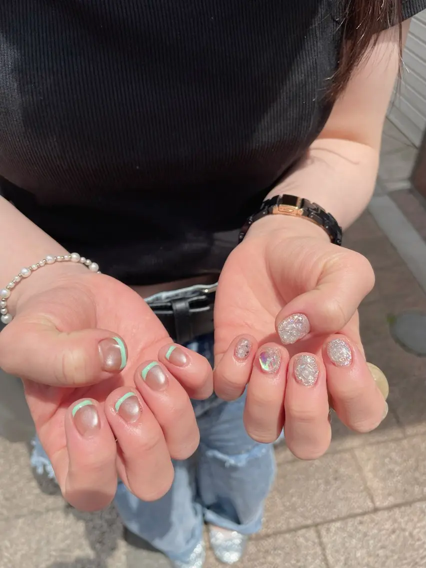 ネイル フレンチネイル マグネットネイル ハンドネイル Ricnail☾ ayanoのネイルデザイン