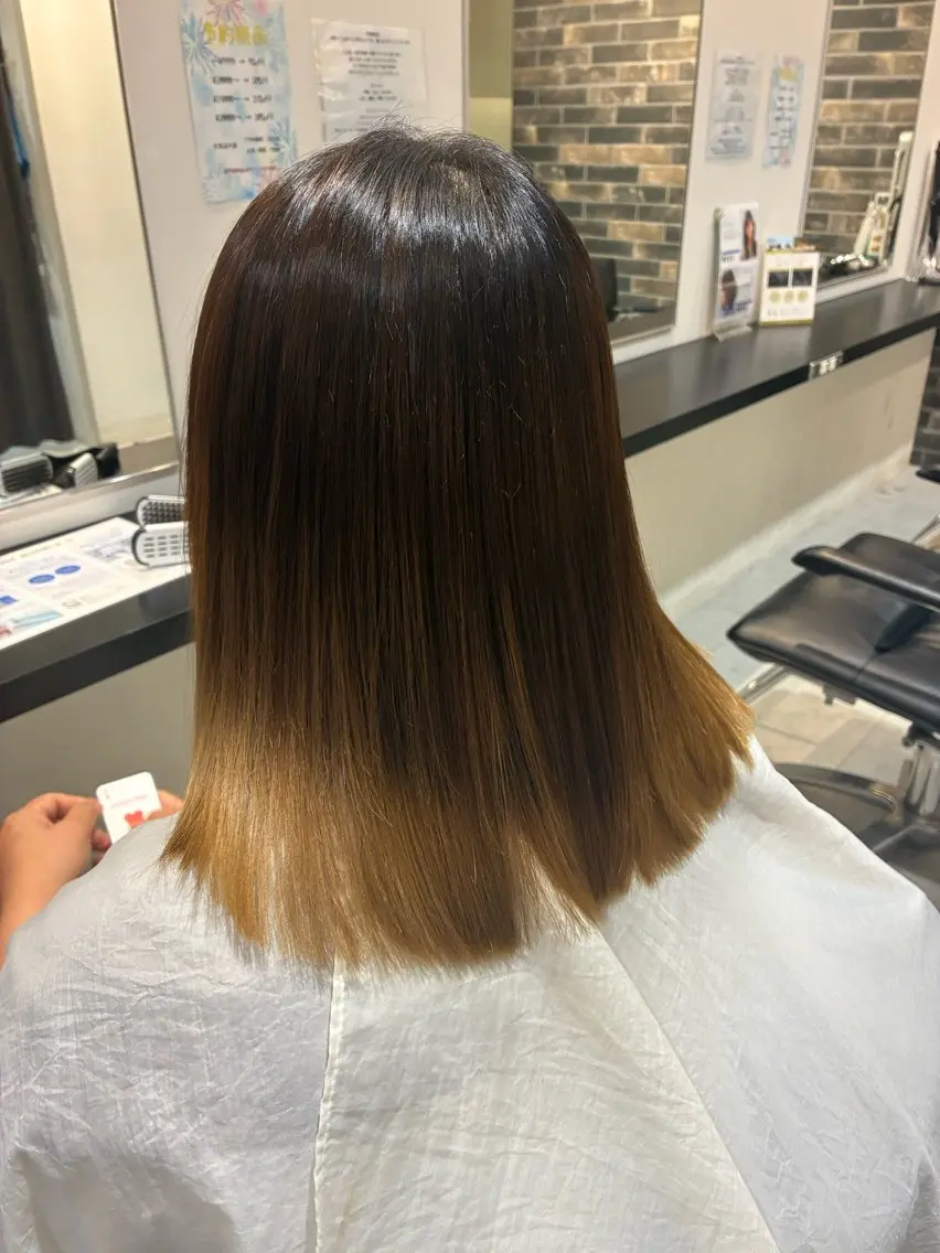 ミディアム カット ヘアカラー トリートメント powderhair 福岡直弥のヘアスタイル