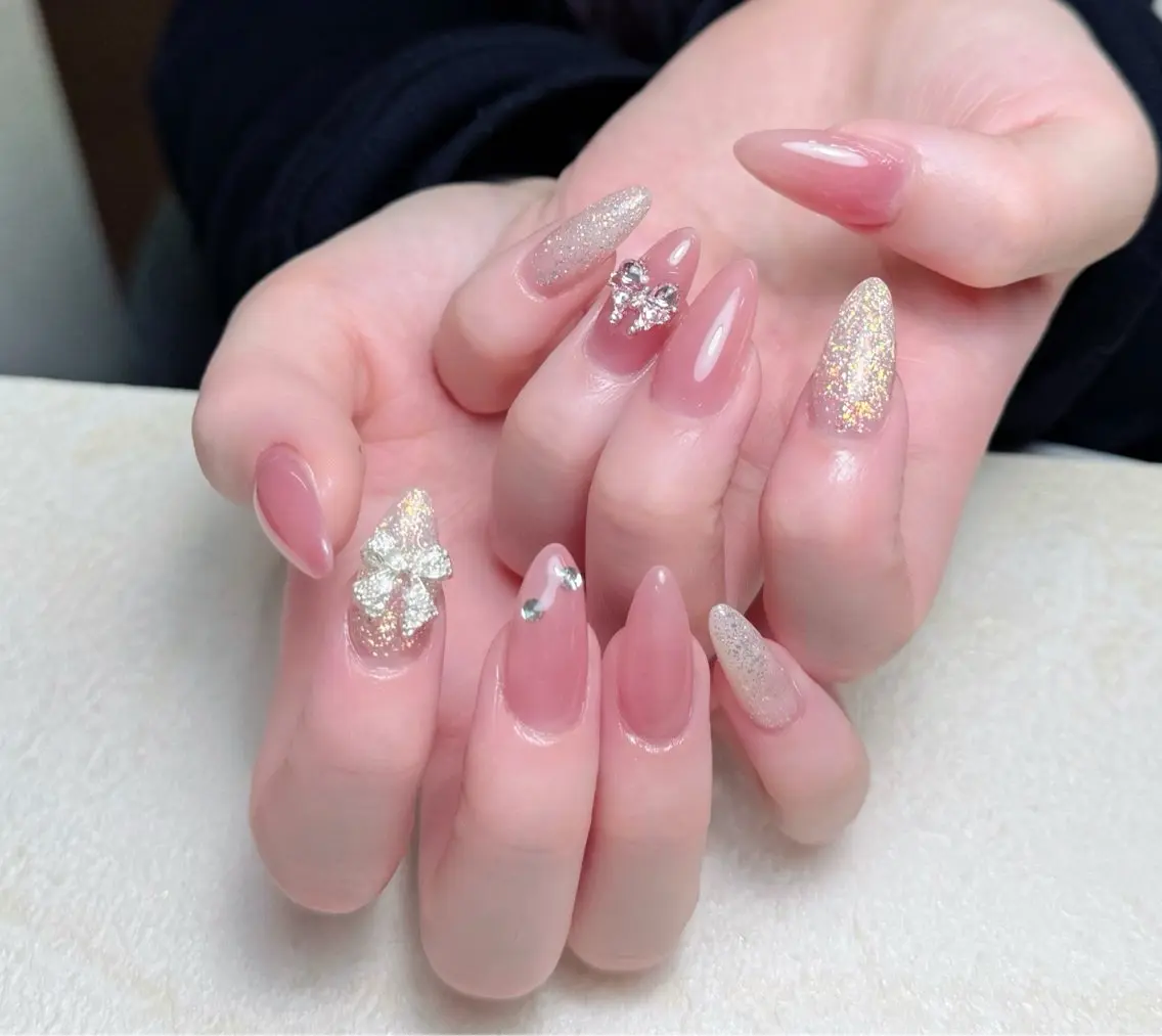 ネイル 長さ出し フットネイル フレンチネイル ジェルネイル ガラスフレンチ ハンドネイル 中野駅から2分 MEO NAILのネイルデザイン