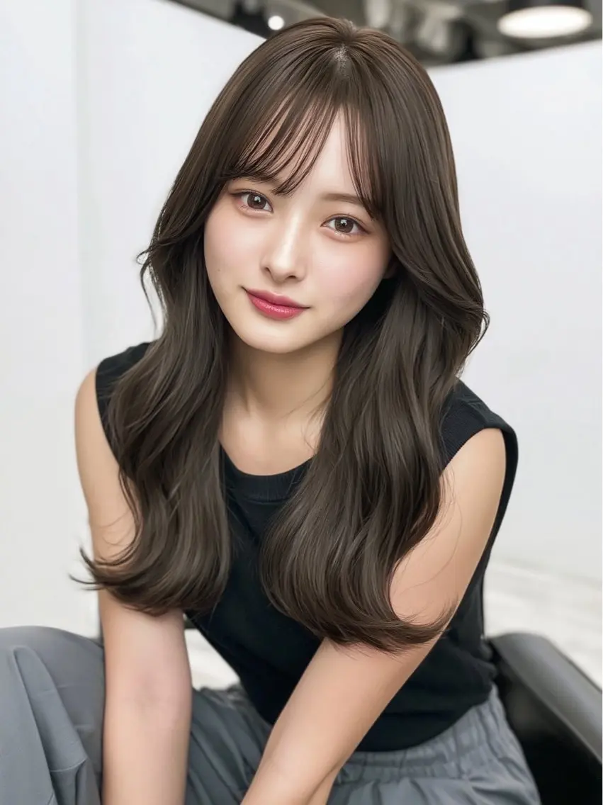 セミロング くびれヘア 韓国風ヘア レイヤーカット 小顔カット ヘアカラー トリートメント Link mili ゆうすけのヘアスタイル