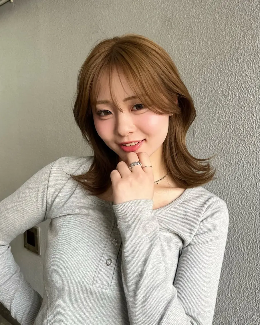 ミディアム カラー ブラウンカラー ミルクティーブラウン カット ヘアカラー ボブパーマ/縮毛矯正 /かわいい/せき🫧のヘアスタイル