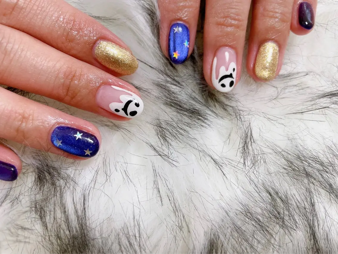 ネイル ジェルネイル ハロウィン 韓国ネイル メンズネイル パラジェル kiki nail たまプラーザのネイルデザイン