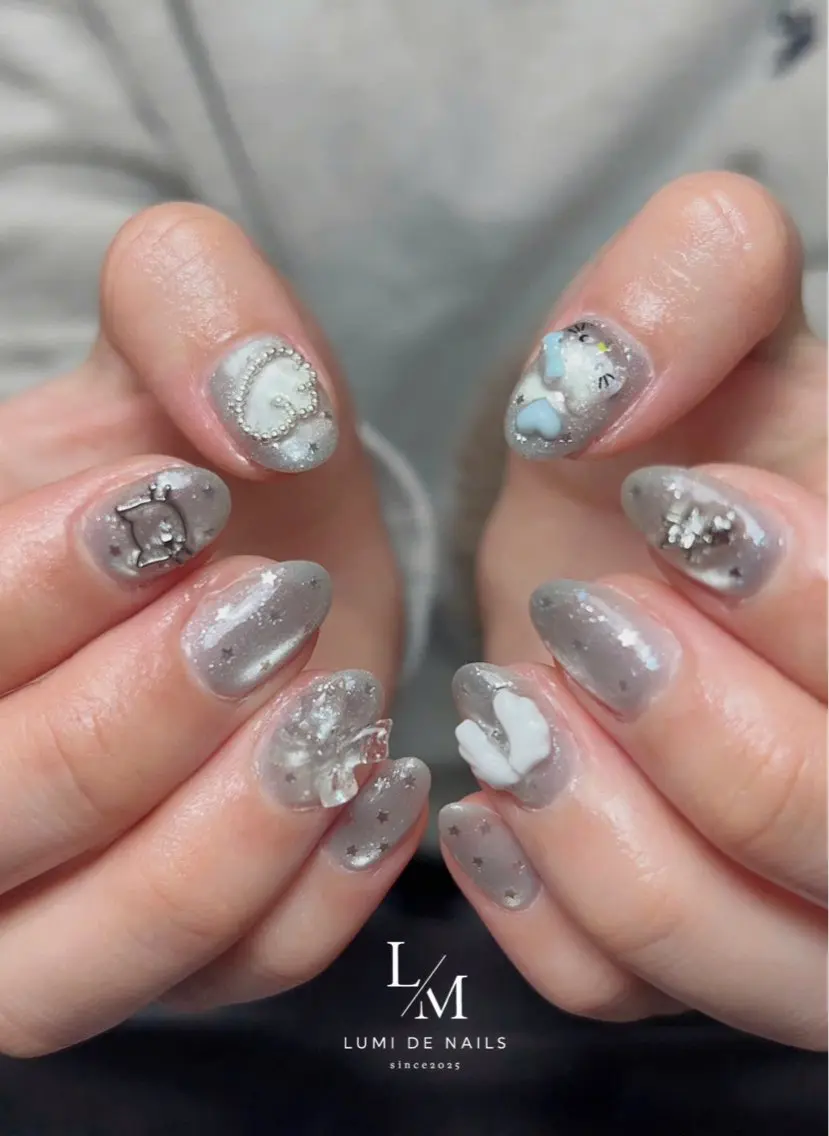 ネイル グラデーション ラメ(グリッター) マグネットネイル ミラーネイル ニュアンスネイル ハンドネイル Lumi de nailsのネイルデザイン