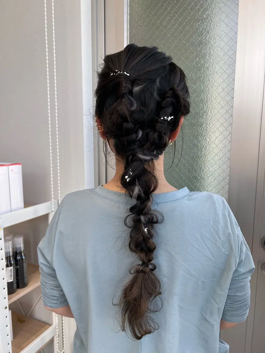 ロング カラー ヘアアレンジ ヘアセット ✨カチモリ✨レイヤー 韓国ヘア🇰🇷ゆいのヘアスタイル