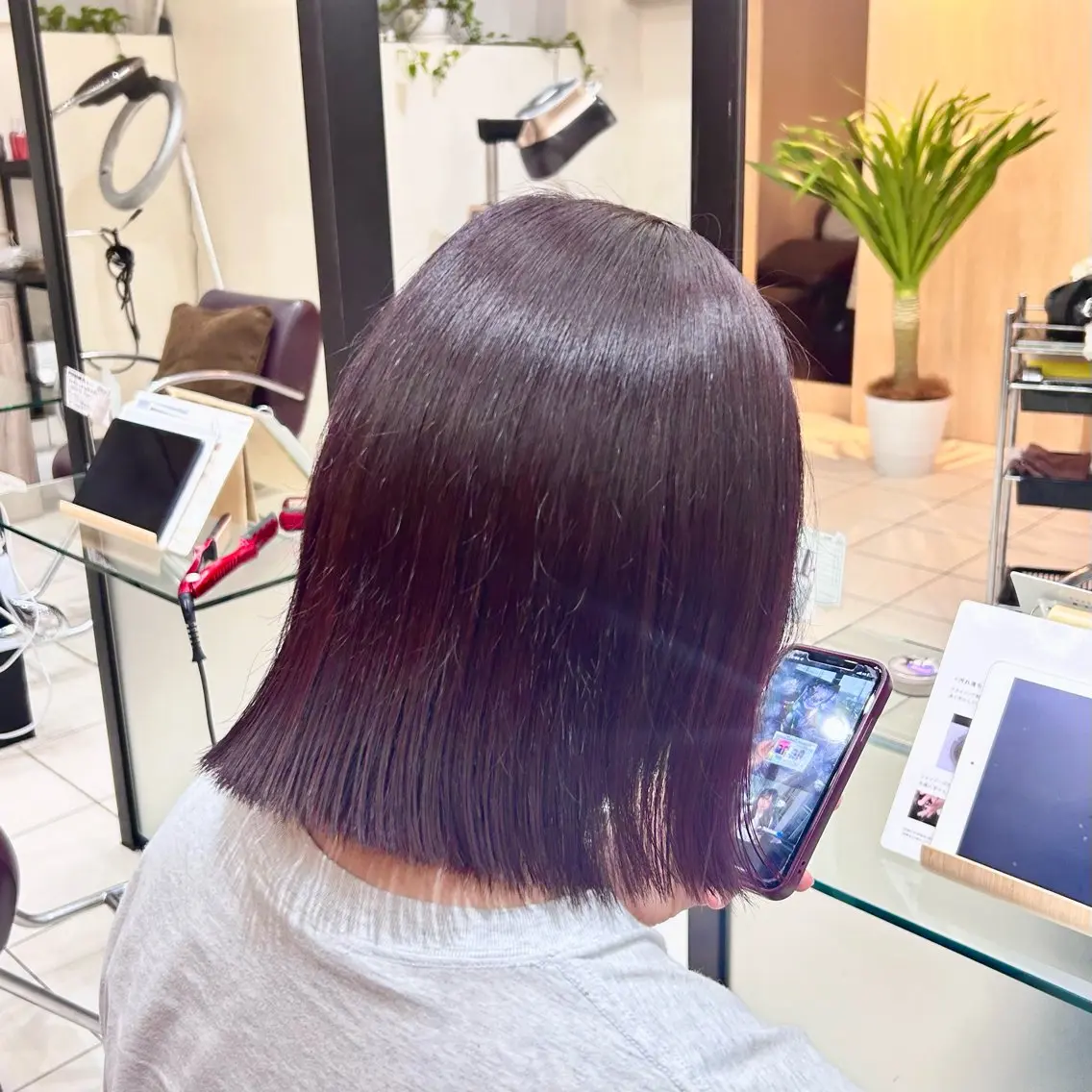 ショート パープルカラー カット パーマ 🫧カット¥0/ カノンClanc🫧のヘアスタイル