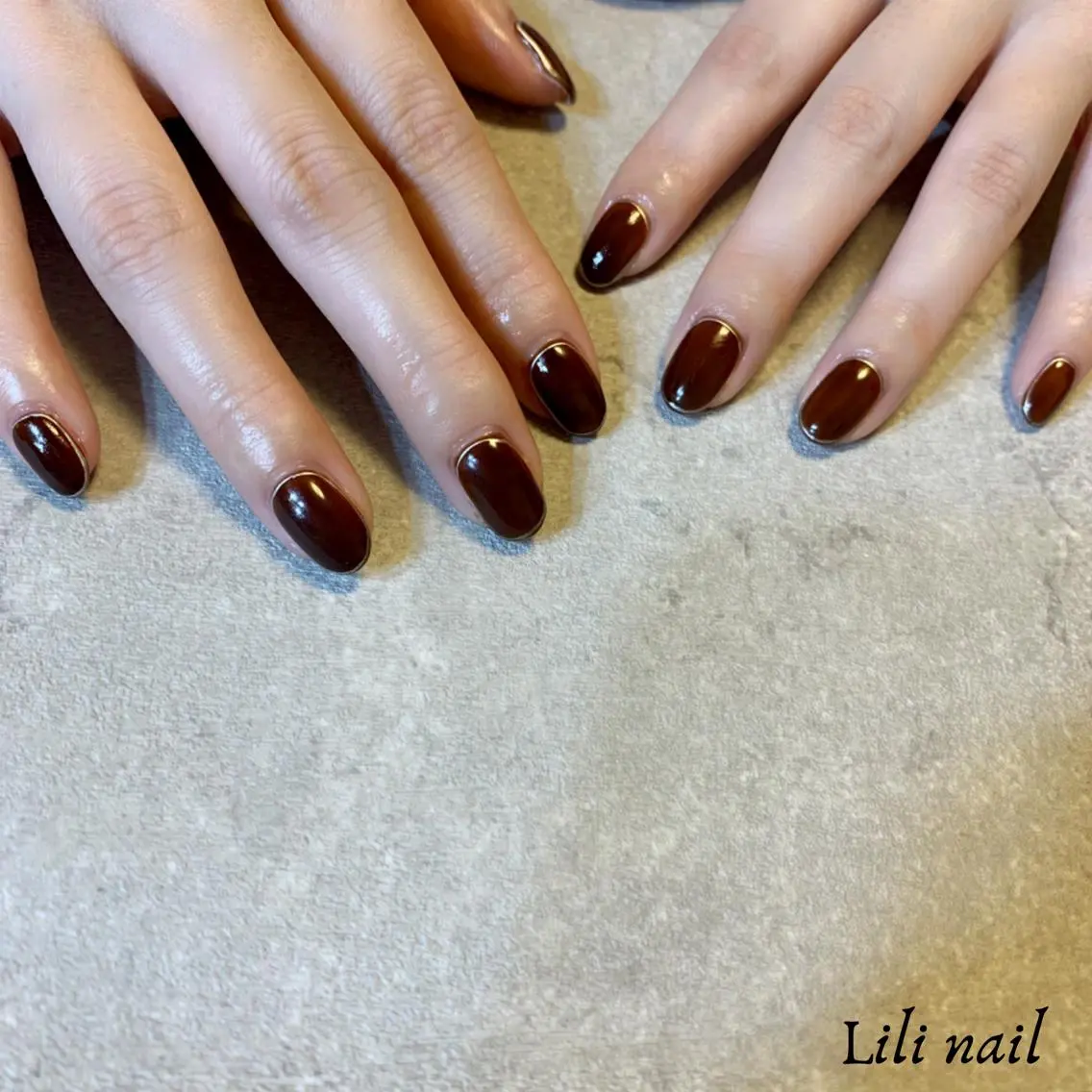 ショート ネイル ブラウン Lilibeauty salonのネイルデザイン