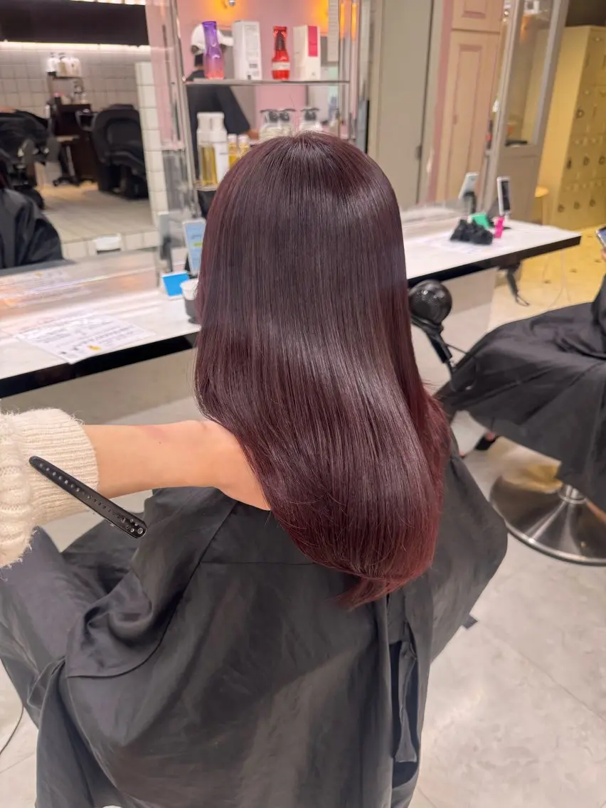 セミロング ヘアカラー トリートメント ヘッドスパ ヘアセット ♥️韓国風透明感 暖色misa♥️のヘアスタイル