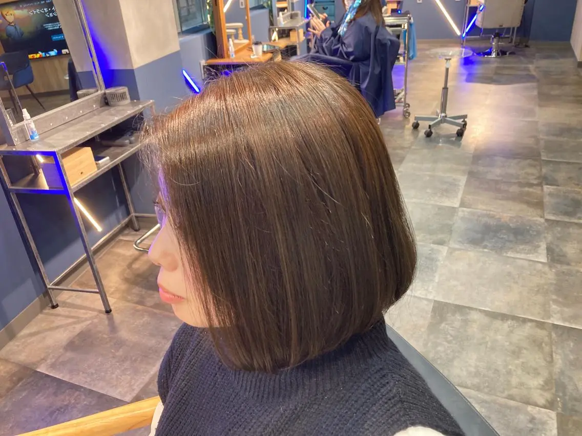 ミディアム カラー ボブ 髪質改善 トリートメント 松澤 勇輝のヘアスタイル