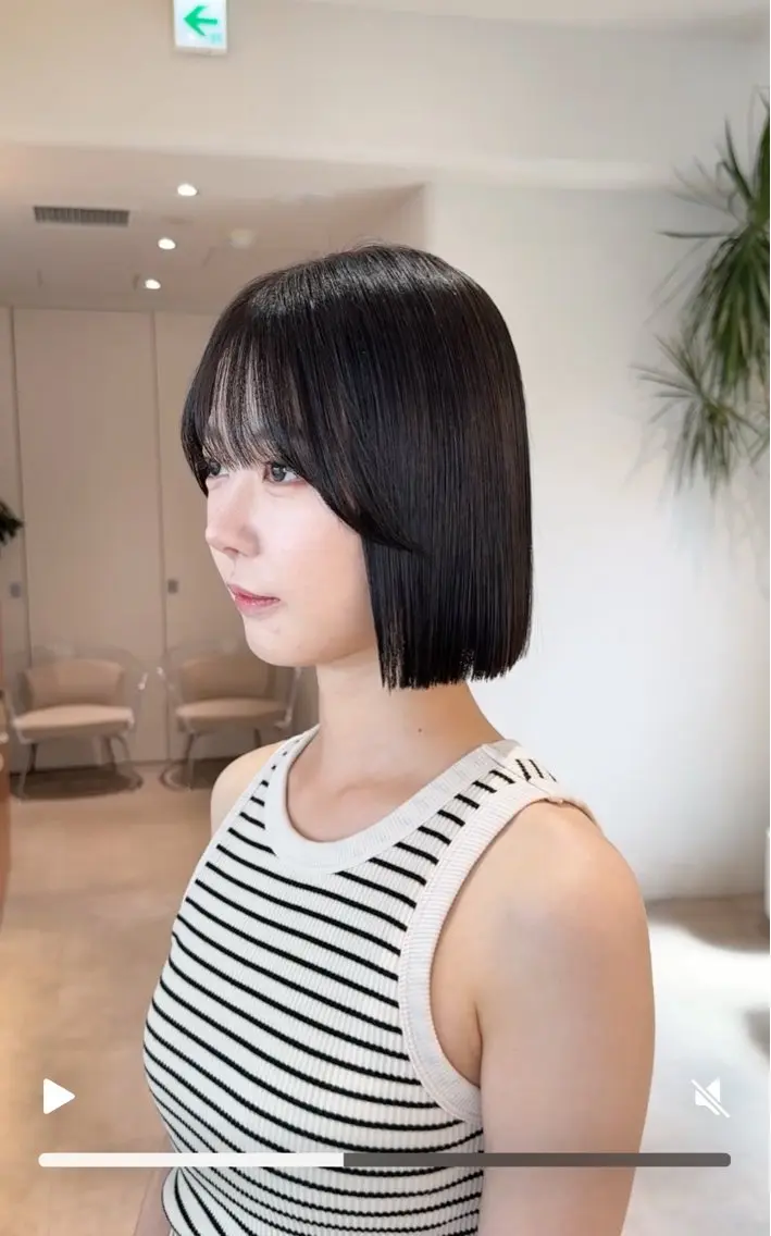 ショート パーマ 切りっぱなしボブ ショートボブ ボブ くびれヘア 韓国風ヘア カット 縮毛矯正 田中航平/渋谷ボブ/ レイヤーボブのヘアスタイル